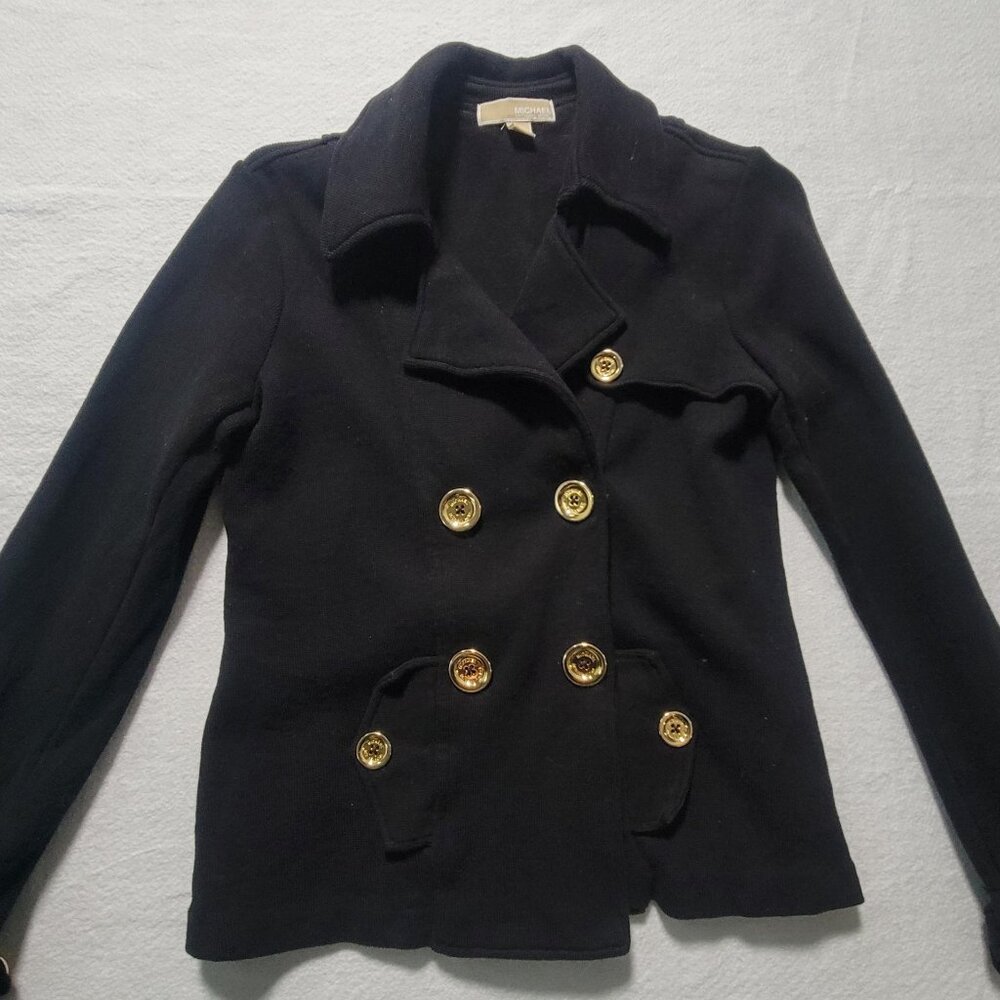 Michael Kors Women’s L Military Style Double Breasted 100% Cotton Jacket Black